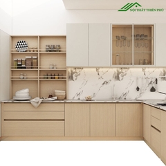 Tủ bếp chữ L hiện đại gỗ công nghiệp - TB 22