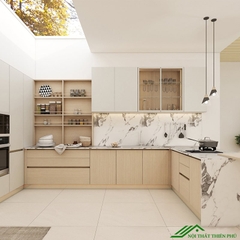 Tủ bếp chữ L hiện đại gỗ công nghiệp - TB 22