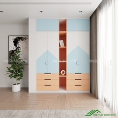 Tủ quần áo 4 cánh kèm kệ trang trí - QA 88