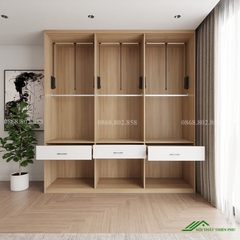 Tủ quần áo gỗ 6 cánh mở gập - QA 86