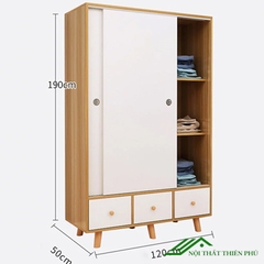 Tủ quần áo cánh lùa gỗ MDF hiện đại - QA 12