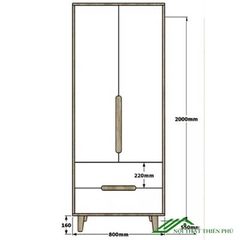 Tủ quần áo gỗ công nghiệp 2 cánh mở - QA 70