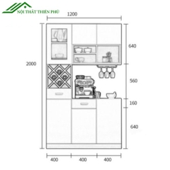 Tủ rượu kiêm vách ngăn trang trí gỗ MDF - TR 20