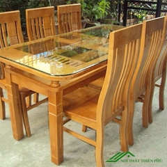 Bàn ăn 6 ghế gỗ sồi nga màu cánh gián - BA 04