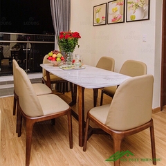 Bộ bàn ăn Grace mặt đá 6 ghế - BA 19