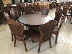 Bộ Bàn Ăn Tròn 6 Ghế Gỗ Tự Nhiên - BA 48