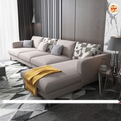 Sofa Góc Chữ L Gỗ Tự Nhiên Bọc Nỉ Giá Rẻ - SF 17