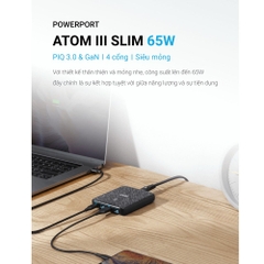 Sạc Đa Cổng Anker 4 Cổng PowerPort Atom III Slim 65W PIQ 3.0 & GaN A2045