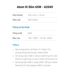 Sạc Đa Cổng Anker 4 Cổng PowerPort Atom III Slim 65W PIQ 3.0 & GaN A2045