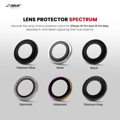 Kính Cường Lực Camera Lens ZEELOT PIshield Titanium Cho iPhone 15 Pro Max / 15 Pro