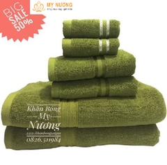 Bộ 6 khăn cotton cao cấp màu xanh lá