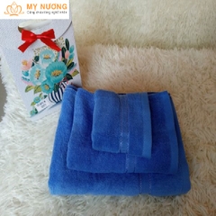 Bộ 3 khăn cotton cao cấp màu xanh Blu