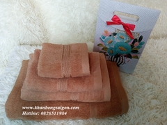 Bộ 4 khăn cotton cao cấp màu nâu