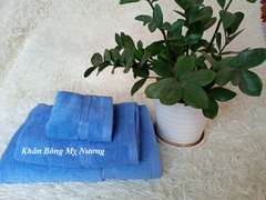 Bộ 3 khăn cotton Cotton màu xanh blu