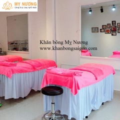 Khăn trải giường spa màu hồng phấn