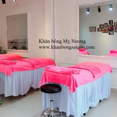 Khăn trải giường spa màu hồng phấn