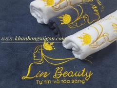 Khăn spa Màu xám thêu logo (Mẫu 3)