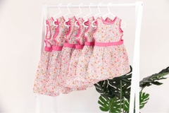 Váy hồng cắt eo