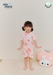 Bộ pijama cộc Olomimi cho bé gái Peach Bunny