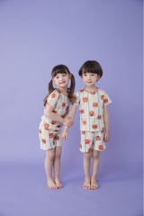 Bộ pijama cộc Olomimi bé trai/bé gái Teddy bear gentleman