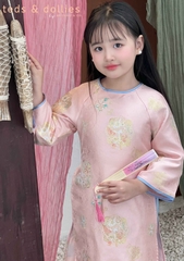 Áo dài gấm bé gái - màu hồng - TDS2512