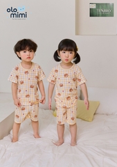 Bộ pijama cộc Olomimi cho bé trai/bé gái Check Bear