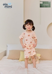 Bộ pijama cộc Olomimi cho bé trai/bé gái Check Bear