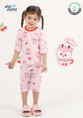 Bộ pijama lửng Olomimi bé gái Cherry Bambi
