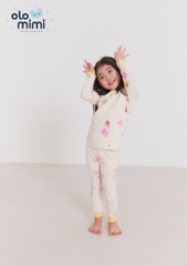 Bộ pijama dài tay Olomimi bé gái Balloon Rabbit