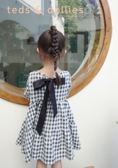 Váy caro đen trắng phối nơ lưng - TDF2401