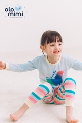 Bộ pijama dài tay Olomimi bé gái Rainbow Unicorn