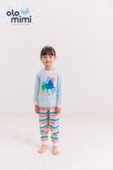 Bộ pijama dài tay Olomimi bé gái Rainbow Unicorn