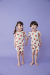 Bộ pijama cộc Olomimi bé trai/bé gái Teddy bear gentleman