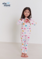 Bộ pijama dài tay Olomimi bé gái Heart Wave