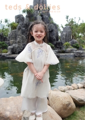 Áo dài hoa bồ công anh phối ngọc - TDAD2403