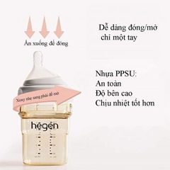 Bình sữa Hegen PPSU 240ml núm ti dành cho bé 3-6 tháng tuổi (Set 2 Bình)