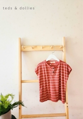 Ted & Dollies Set bé trai cam kẻ trắng - TDS2303