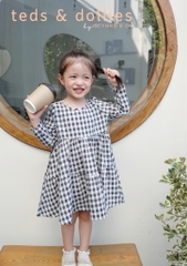 Váy caro đen trắng phối nơ lưng - TDF2401