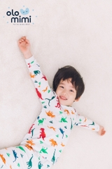 Bộ pijama dài tay Olomimi bé trai Jelly Dinosaur