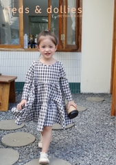 Váy caro đen trắng phối nơ lưng - TDF2401