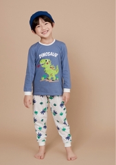 Bộ pijama dài Olomimi bé trai Walking Dino