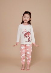 Bộ pijama dài Olomimi bé gái Petit Deer