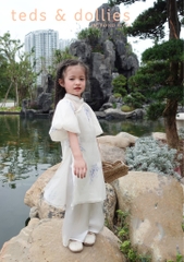 Áo dài hoa bồ công anh phối ngọc - TDAD2403