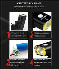 Đèn xe đạp Gaciron 400 Lumen siêu sáng, sạc USB, chống nước