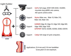 Giá đỡ gắn Đèn và Đồng hồ Garmin/GoPro/Cateye/Bryton/Light Holder