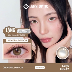 Kính áp tròng 1 ngày Clalen Emerald Moon, Lens Màu Xanh Ngọc Cho Mắt Cận