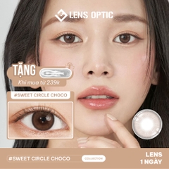 Kính áp tròng Lensgraphy 1 ngày màu Sweet Circle Choco, lens nâu choco tự nhiên
