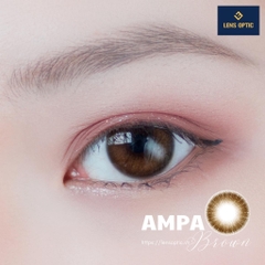 Lens mắt màu choco Ampa 14.0mm 6 tháng, kính áp tròng có độ cận -0.00 > -6.00