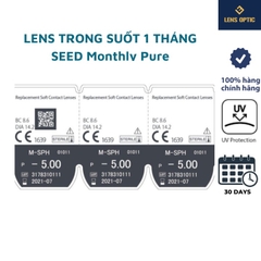 Kính áp tròng 1 tháng không màu - SEED MonthlyPure moisture ( độ -0.50 đến -12.00 )