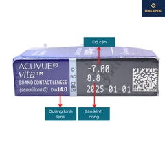 Kính áp tròng Acuvue Vita chống tia UV dùng 1 tháng, lens trong suốt có độ cận - Lens Optic